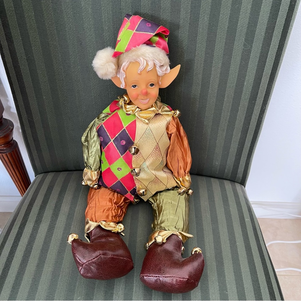 Holiday Vintage Jester Elf - Approx. 18 Inch.